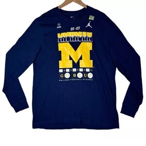 Mens Nike Tee Michigan Wolverines 22-23 College Football Playoffs Long Sleeve XL